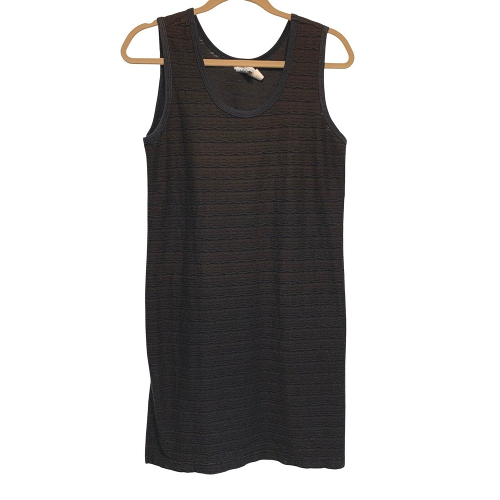 Cafe Au Lait Tank Cover Up XL Black Textured Ripple 90s Minimalist Grunge Indie